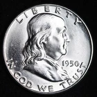 GEM BU UNCIRCULATED UNC MS 1950 SILVER FRANKLIN HALF DOLLAR BRILLIANT LUSTER