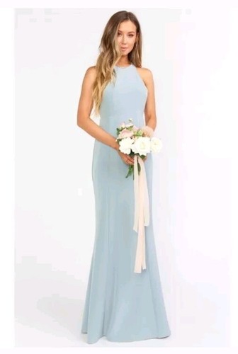 NUEVO CON ETIQUETAS MUMU Talla L Chicago Vestido Cuello Alto Plateado Salvia Elastizado Crepé Vestido - Imagen 2 de 7