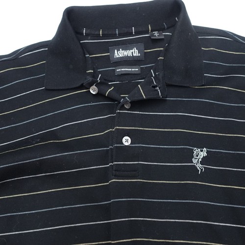 Ashworth Polo Shirt Men's L Striped Cotton Fine Mercerized Short Sleeve Collared - Picture 2 of 7