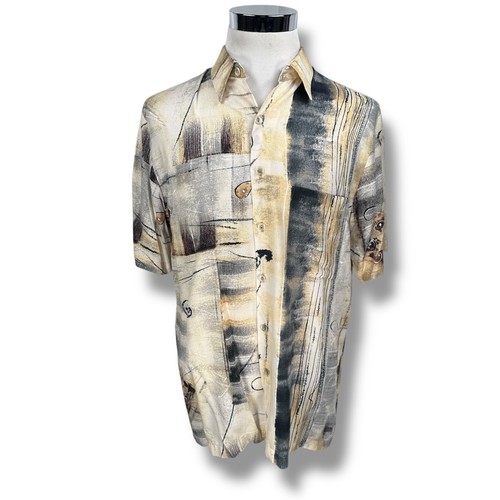 Alan Stuart Hawaiihemd Herren Medium Abstract Rayon Kurzarm Knopfleiste