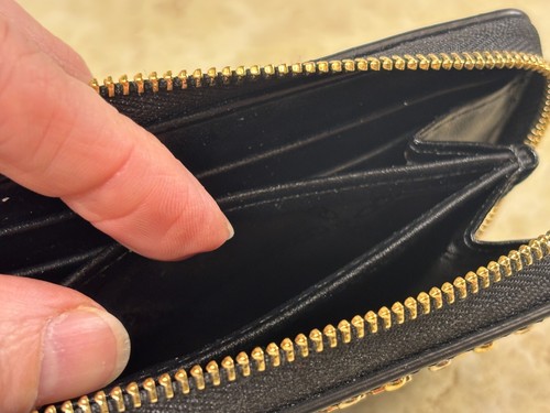 MICHAEL KORS Studded Card Case Zip Black Leather Small Wallet Gold Tone Hardware - Bild 7 von 21