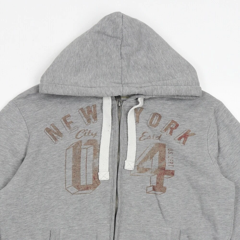 VETEMENTS Felpa con cappuccio e zip intera Authentic Apparel uomo grigio misto poliestere taglia S New York