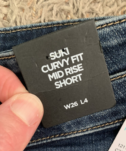 Silver Jeans Co Suki Curvy Mid Rise Distressed Denim 4” Shorts Sz 26 Indigo NEW - Picture 18 of 23