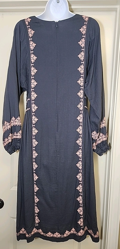Roberta Roller Rabbit Women's Kate Dress Charcoal Embroidered Cotton Size XS - Picture 5 of 15