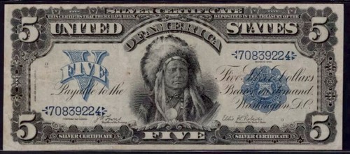 1899 $5 🇺🇸 (( INDIAN CHIEF )) Glorious (( Eye Appeal Silver Certificate )) - Picture 1 of 9