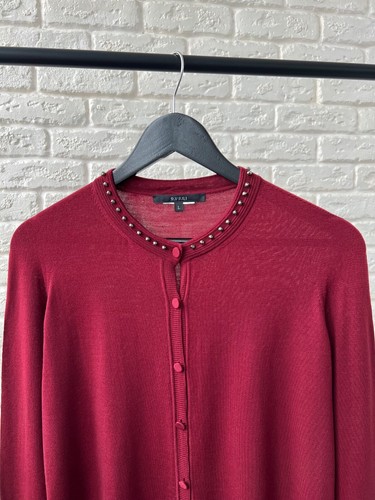 Gucci Burgundy Wool Embellished Knit Cardigan Sweater Women's Size L - Picture 2 of 6