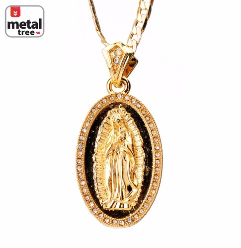 Fashion Silver Plated Virgin Mary Guadalupe 24" Cuban Chain Pendant Necklace - Picture 3 of 6