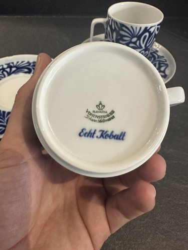 2er Set Mokkatassen, Kaffee, Porzellan Vohenstrauss Johann Leltmann Echt Kobalt - Bild 3 von 6