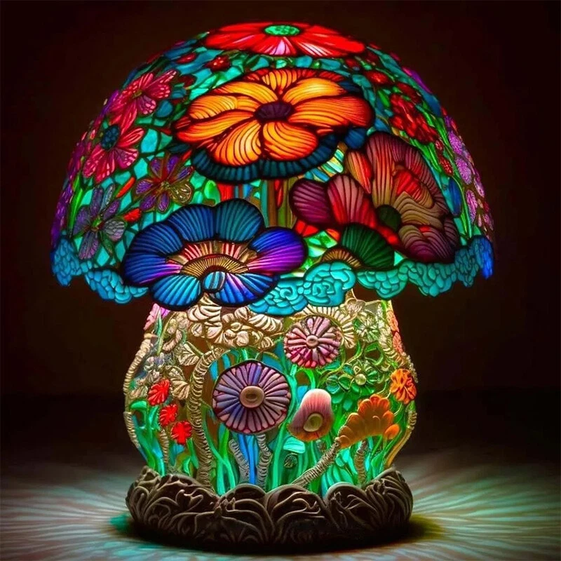 Stained glass mushroom lamp deals