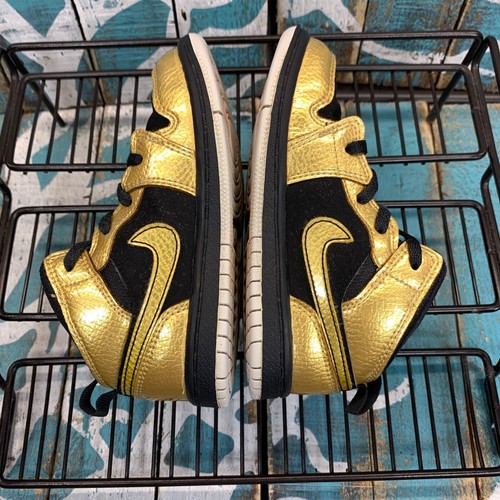 Nike Air Jordan 1 Mid Toddlers Sneakers 2014 Metallic Gold Coin Sz 9C - Picture 11 of 11