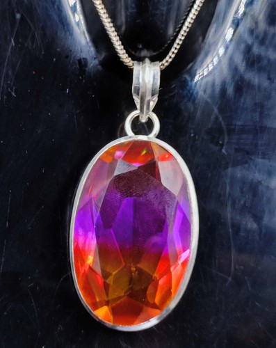 Oval Cut 81.10 Ct Multi-Color Brazil Ametrine Pendent With Free Silver Chain MKN - Picture 4 of 15