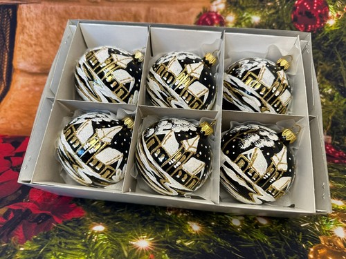 Hand Made Mouth Blown set of 6 . 8cm Christmas Glass Baubles Ornaments multisale - Picture 11 of 329