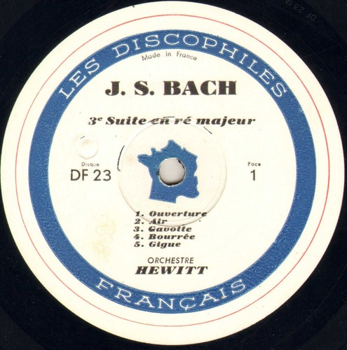 ORCHESTER HEWITT, BACH "3. und 4. SUITE" 50er 25 cm FRANZÖSISCHE DISCOPHILES DF 23 - Bild 4 von 4