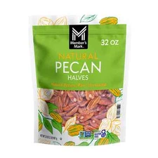 Member's Mark Natural Pecan Halves 32 oz Resealable Bag Fresh Bulk Nuts.