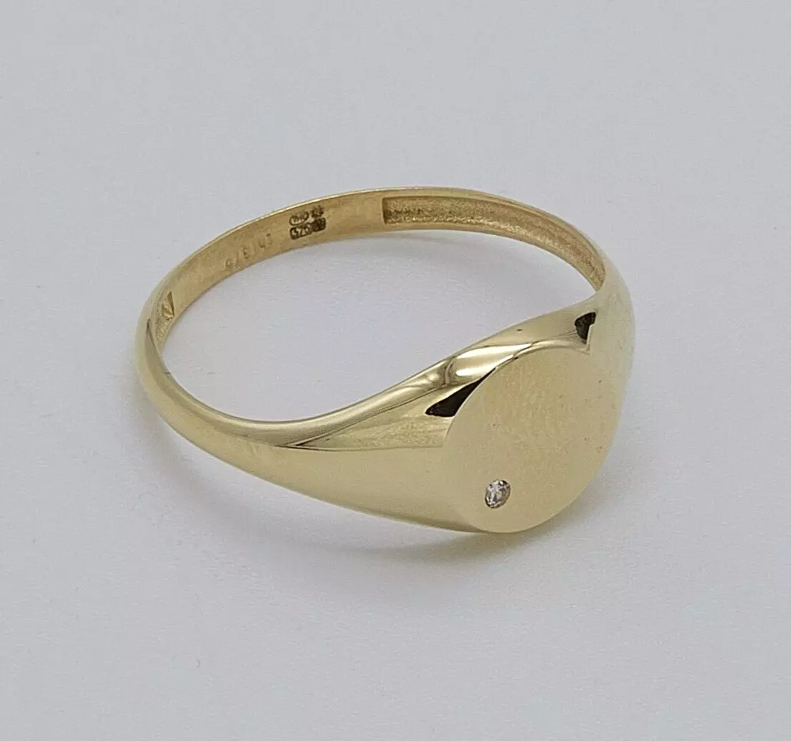 9ct Yellow Gold Men Women 8mm Personalised Round Signet Ring ALL SIZES Brand New