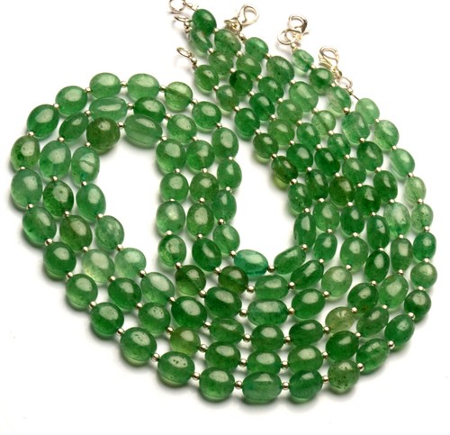 "Collar de cuentas pepita ovalada de cuarzo aventurina verde de 8 a 10 mm tamaño 18" - Imagen 6 de 10