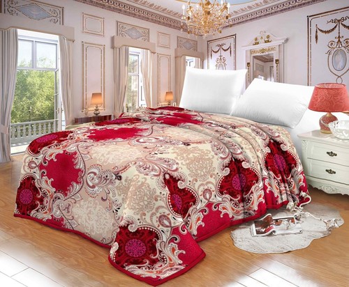 Flannel Fleece Floral Faux Fur Mink Sofa Bed Throw Blanket Warm Double & King - Picture 15 of 22