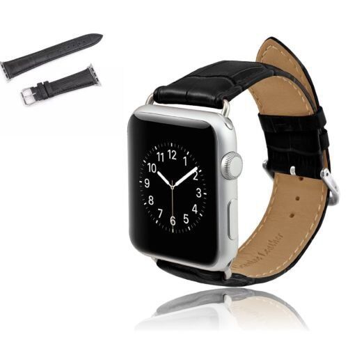 APPLE I WATCH REPLACEMENT WATCH BAND 42MM GENUINE LEATHER CROCODILE STYLE BROWN - Picture 2 of 2