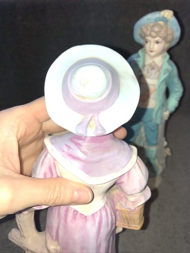 Nellann 1967 On Bottom Set of 2 Ceramic Staues 12 1/4” Tall Boy And Girl Statues - Picture 6 of 20