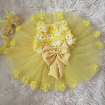 Toddler Baby Girls Sunflower Wedding Petals Dress Tutu Floral Princess Outfits