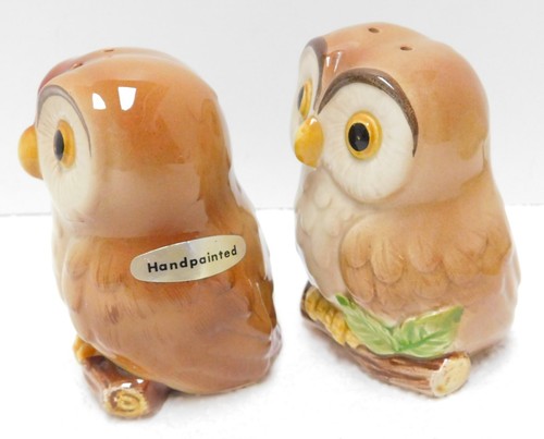 VINTAGE 1981 OTAGIRI HOOT OWL SALT & PEPPER SHAKERS HAND PAINTED, SIGNED, LABEL - Bild 9 von 10