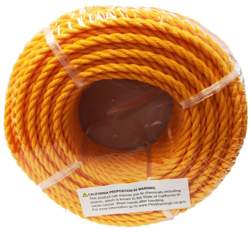 1/4in X 100ft Polypropylene Orange Rope 339LBS Break Strength 113LBS WLL - Picture 5 of 7
