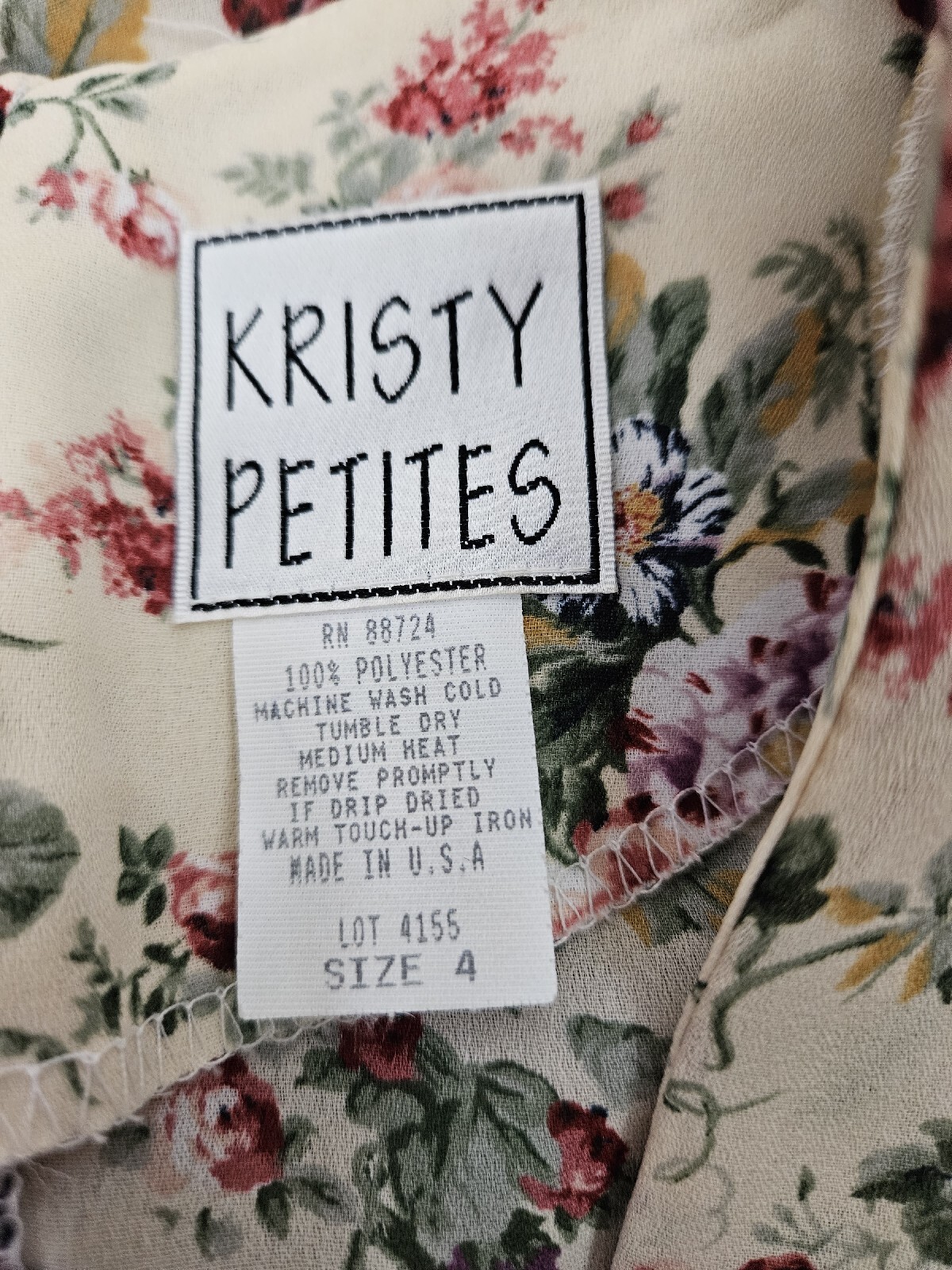 Vintage Kristy Petites Cottage Floral Chiffon Mid… - image 8