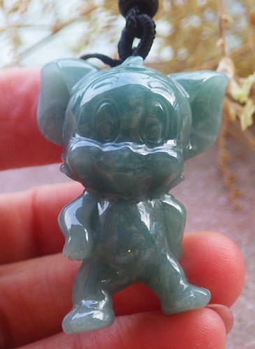 Video Certified Green A Jade jadeite Pendant Mouse Rat Cartoon 鼠 697043 AS - Picture 2 of 8