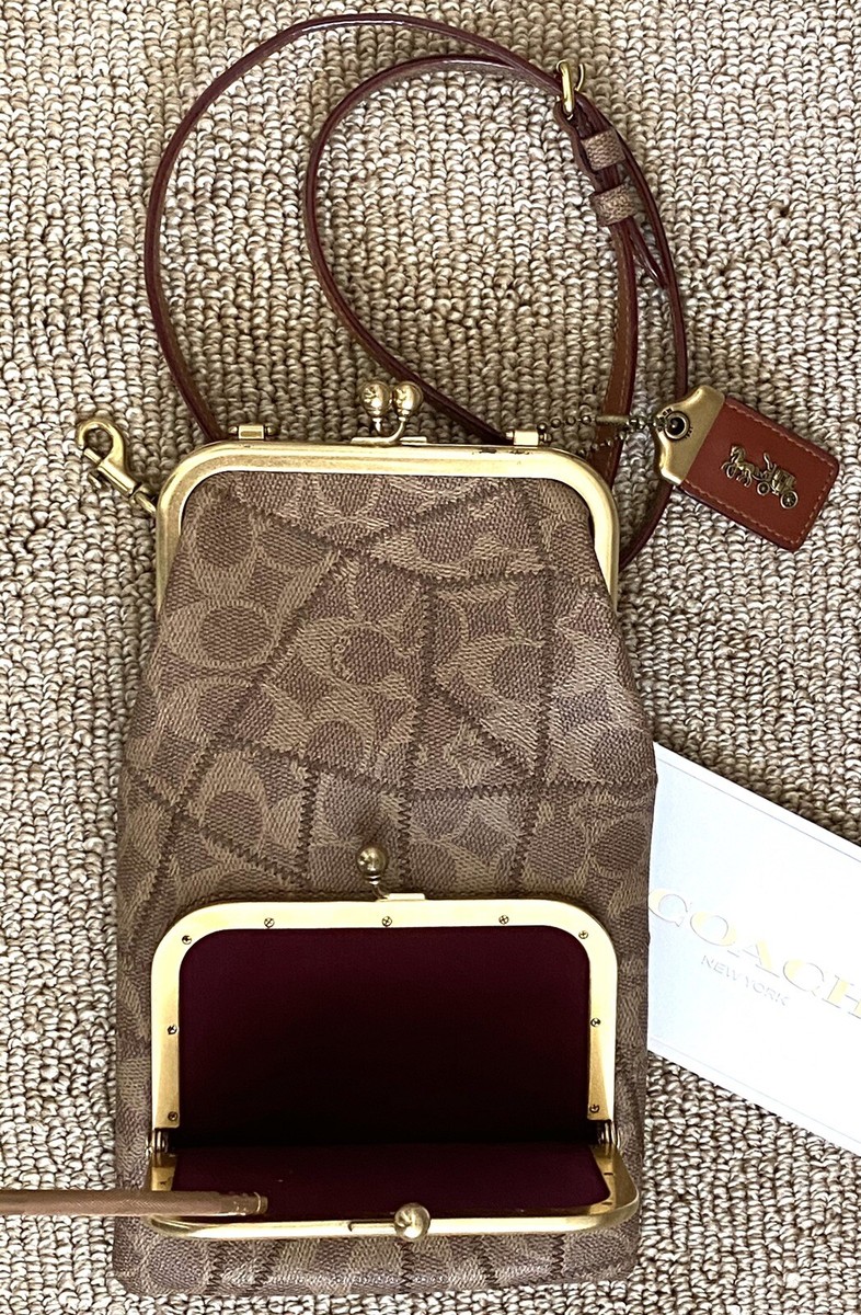 バッグ Coach Optic Signature Kisslock Pouch Coach Vintage Optic Signature Kisslock Pouch Pink Silk Satin