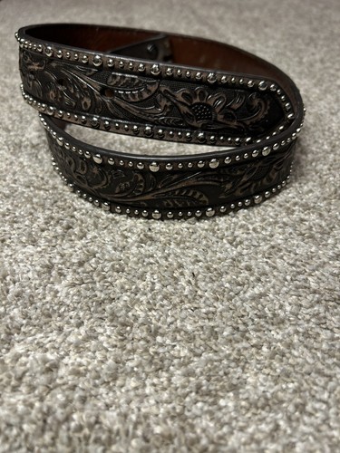 Ariat Western Womens Belt Leather Embossed Floral Inlay Brown A1513802 Sz Small - Picture 10 of 10
