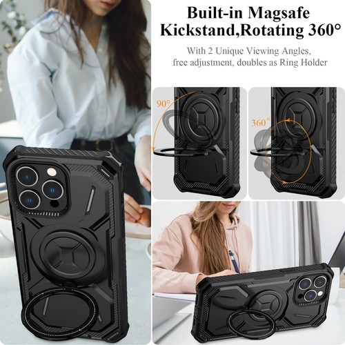 For iPhone 15 Pro Hybrid 2in1 Invisible Stand Compatible with Magsafe Case Cover - Picture 7 of 51