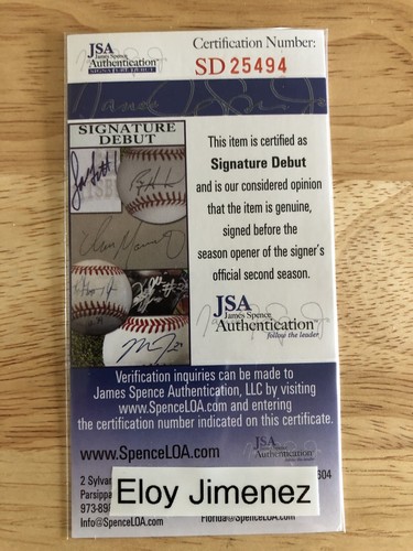 Eloy Jimenez Chicago White Sox Signed ROML Baseball W JSA - Picture 3 of 3