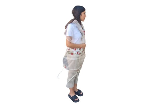 Tallit Talit für Frauen weiblich Mädchen Hochzeit Fledermaus Mizwa Gebetstuch Tasche & Kippa - Bild 7 von 24