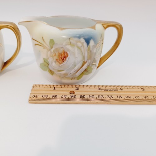 RS Prussia Creamer and Sugar Set White Rose Gold Decoration - Picture 9 of 10