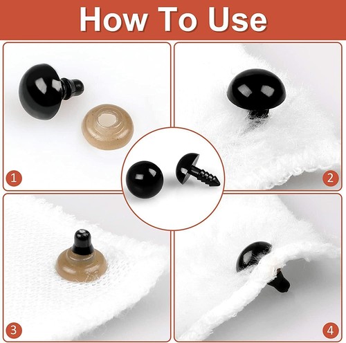 100*Safety Eyes for Crochet Toys Doll Eyes and Noses Craft Teddy Bear Eyes - Picture 9 of 10
