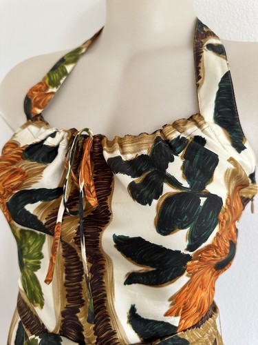 Moschino Dress Floral Artwork Paint Silk Satin 2005 Vintage Size IT 40 Celebrity - Picture 3 of 24