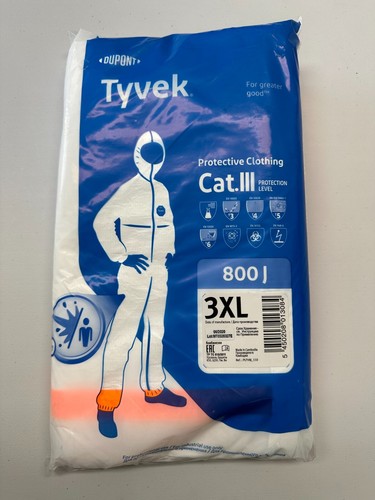 25-pack DuPont 800J TY800J Tyvek Cat III Chemical Protective Coverall Suit 800 J - Picture 9 of 10