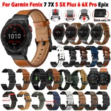 Leather Wrist Band For Garmin Fenix 7 7X 7S 6 6X 6S 5 5X 5S 3 3HR Silicone Strap