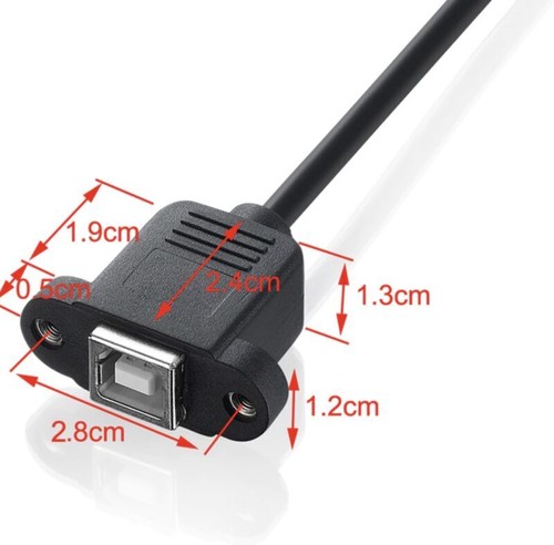 USB B 2.0 Printer Extension Cable | Male to Female | 0.3m - Picture 5 of 5