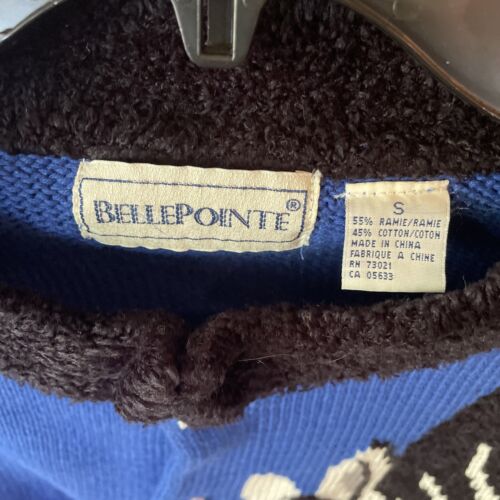 Bellepoint Vintage Sweater Royal Blue Knit Zebra Womens Small Zebra Buttons - Picture 10 of 16