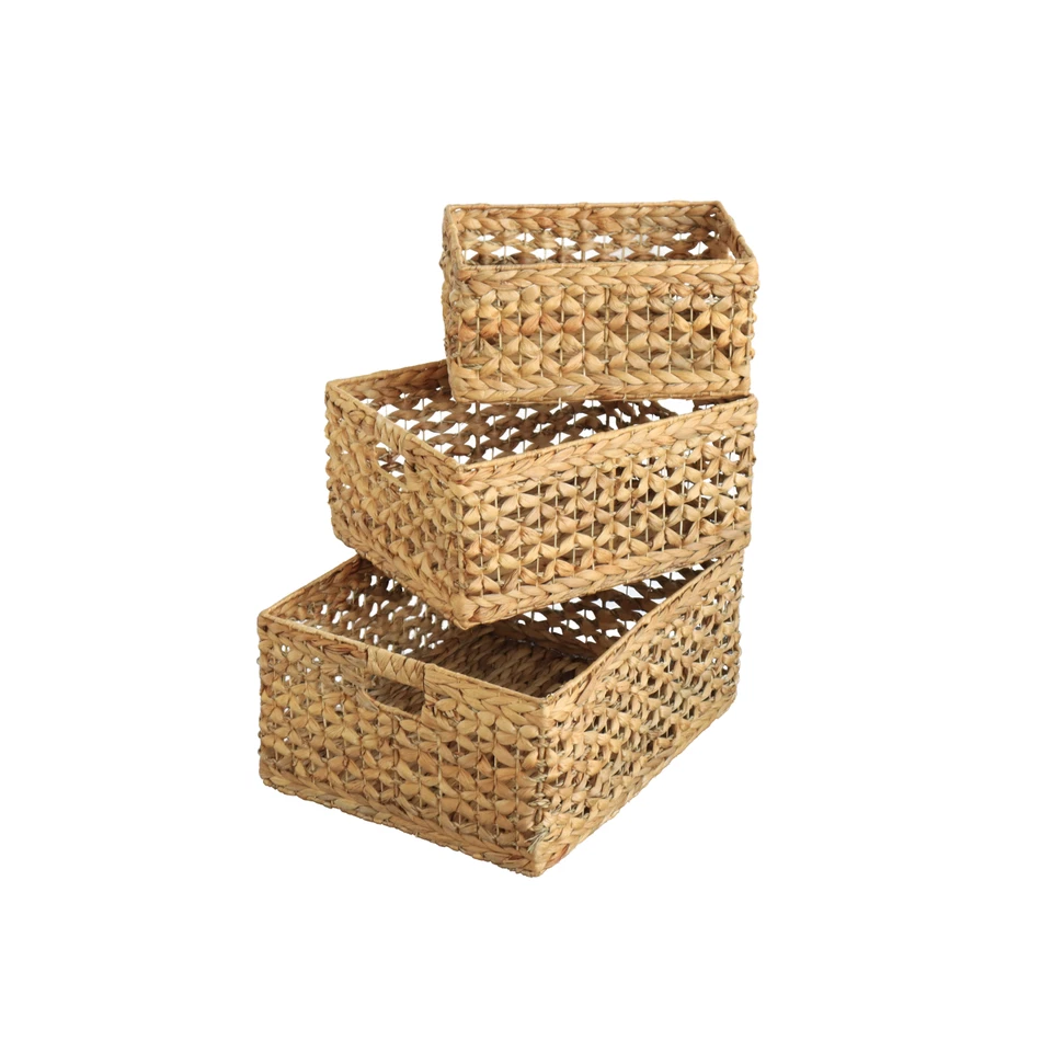 Eden Grace - Set of 3 Hand-Woven Wicker Baskets - Water Hyacinth, Nesting Sizes - Image 4 of 4
