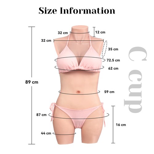 Silicone Body Suit Realistic Breast Forms C D Cup Fake Vagina Tits Crossdresser - Picture 17 of 24