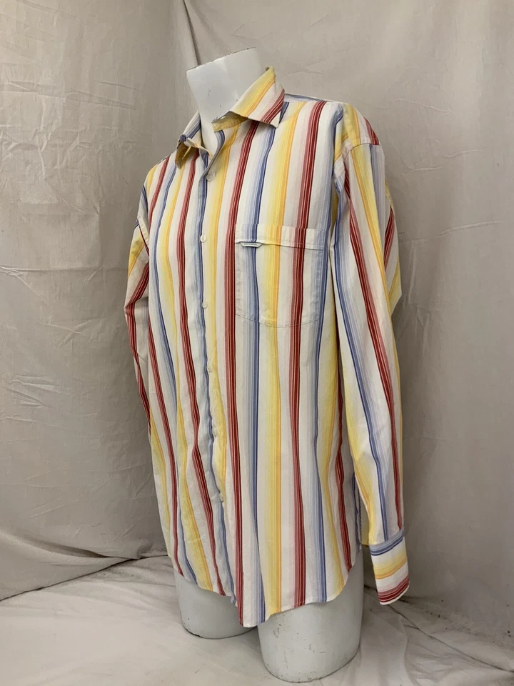 Camisa Alex Cannon L Multicolor Rayas Abotonada 100% Algodón YGI Q2-223 Foto 4 de 4