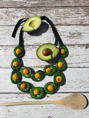 Tagua necklace/Avocado layers necklace/green necklace/eco friendly
