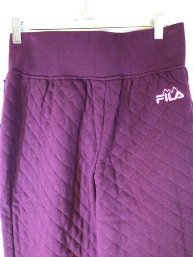 fila womens joggers maroon size medium snap button quilted Finley high rise - Picture 3 of 12
