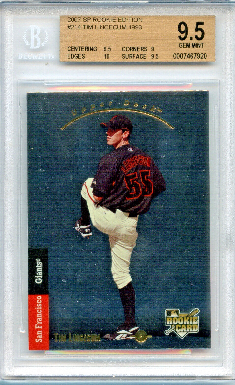 Lincecum 2007 Upper Deck UD Black auto