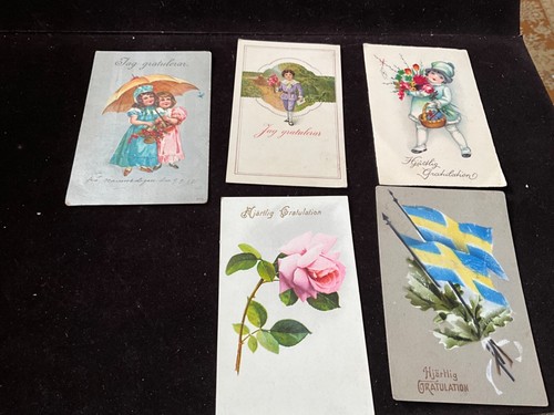 Postcard "Hjartlig Gratulation" Congratulations - Sweden. 1920’s Lot of 15 - Picture 6 of 7