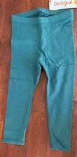 NWT Cat & Jack Toddler Girls' Teal with Sparkle Leggings, size 2T or 3T