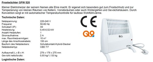 Frostwächter Güde GFW 520 Wohlfühlwärme durch Konvektion stufenlos einstellbar - Bild 6 von 14