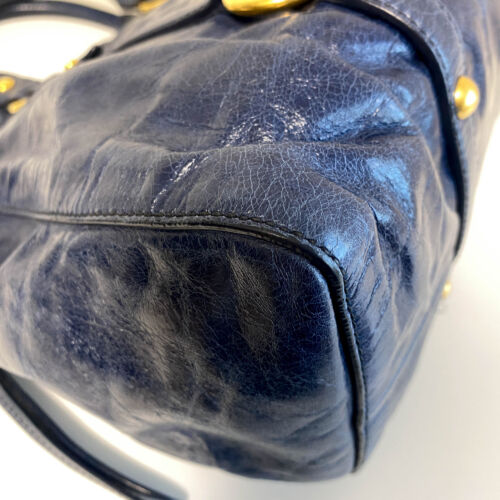 MIU MIU Vitello Bauletto Navy Leather Shoulder Bag - Picture 10 of 16